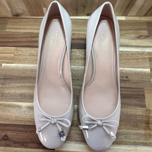 Kate Spade Women’s Bev Bow Patent Leather Block Heel Ivory, Size 9.5